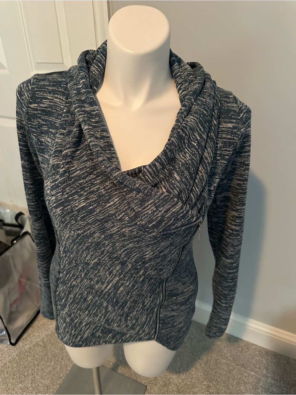 PattyBoutik Marled Charcoal Cowl Neck Sweater